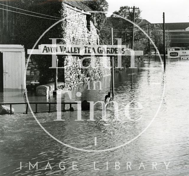 Floods by the Avon Valley Tea Gardens, Bath c.1968