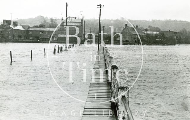 The flooded road at Reybridge, Wiltshire c.1968