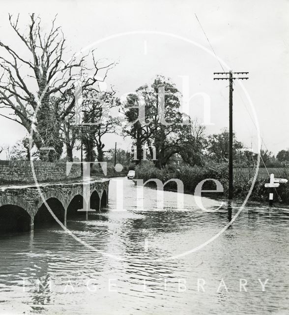 Flooded Maud Heath's Causeway, Kellaway, Wiltshire c.1968