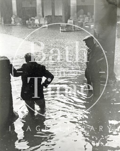 The Roman Baths flooded, Bath 1960