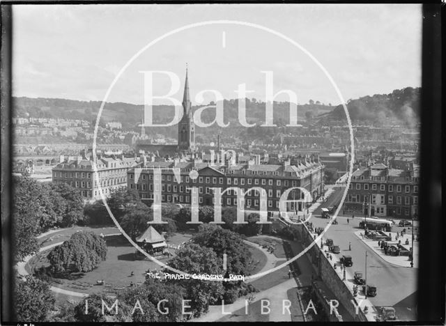 The Parade Gardens from the Empire Hotel, Bath 1938