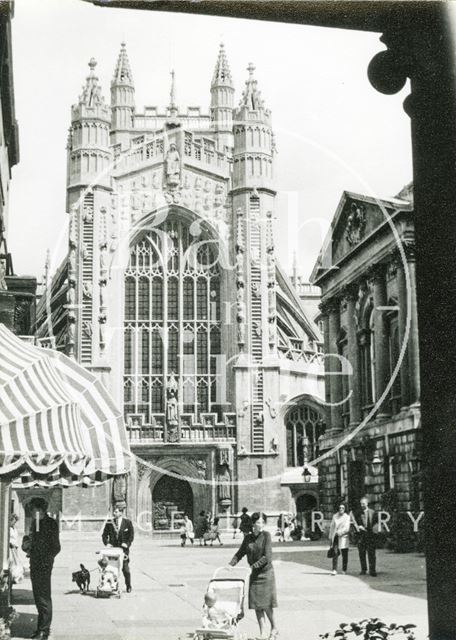 Abbey west front from Abbey Church Yard, Bath c.1960