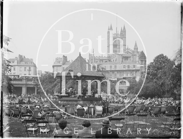 Deckchairs and bandstand, Parade Gardens c.1930s