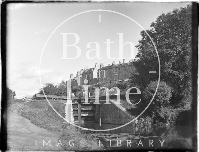 The Kennet and Avon Canal and lock with Sydney Buildings, Bath 1954