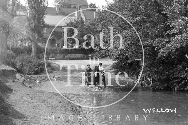 Horse and cart crossing the ford, Wellow c.1904 - detail