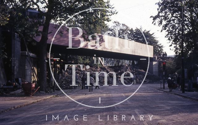 The new box girder bridge in position, 1975