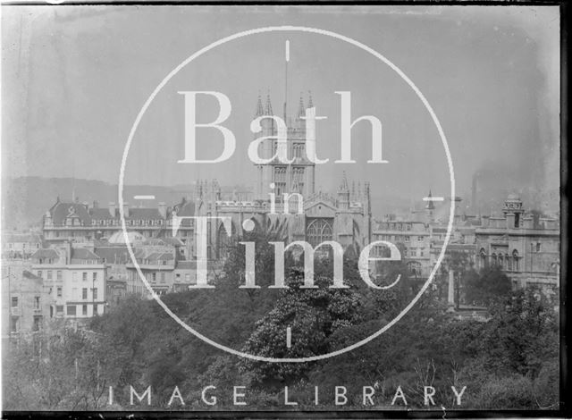 View of Bath Abbey and Grand Pump Room Hotel from Sydney Buildings, c.1950