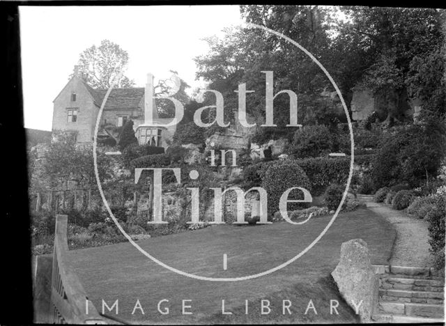 Inside gardens at The Hermitage, Freshford, c.1920s