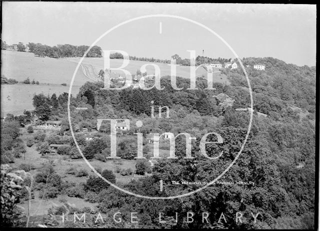 View across the valley of Winsley Hill and houses near Murhill, 1932