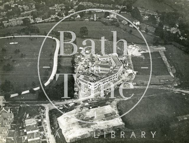 Aerial view of the City of Bath Boys School during construction, 1931