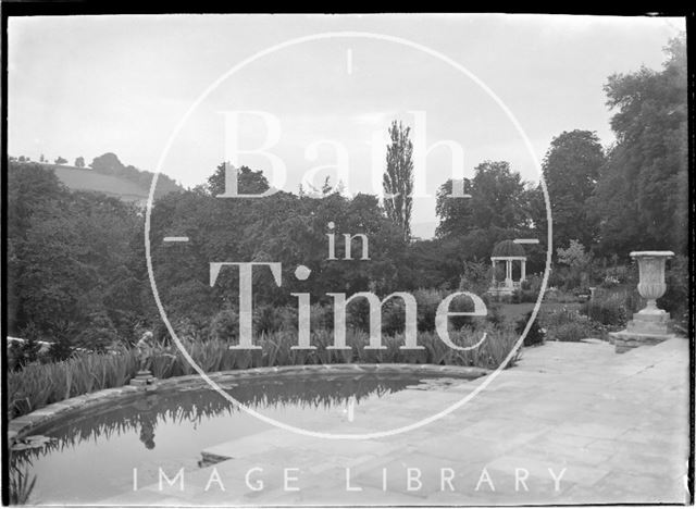 Ornamental pond with statue and urns, Widcombe Manor c.1920s