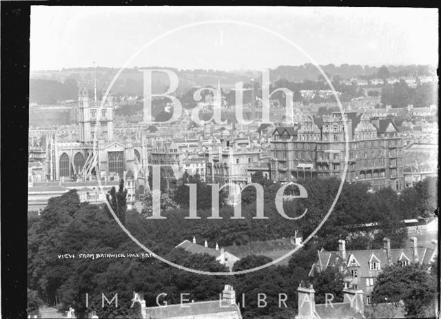 View of the Abbey and Empire Hotel from Bathwick Hill, pre 1937