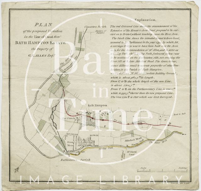 Plan of the Proposed Variation in the Line of Canal thro Bathampton Estate 1794