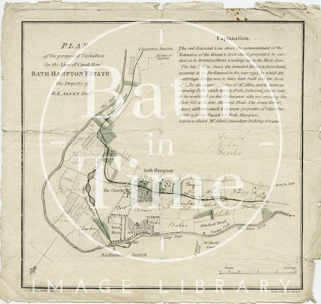 Plan of the Proposed Variation in the Line of Canal thro Bathampton Estate 1794