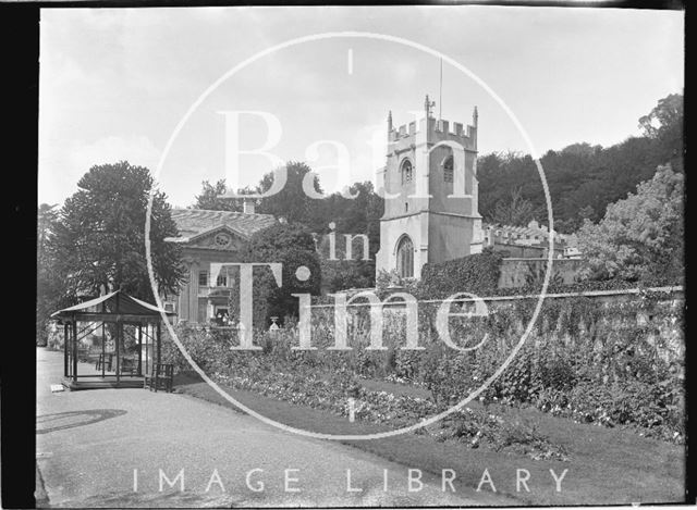 Widcombe Manor gardens and church, c.1922