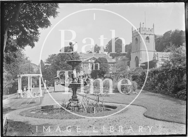 Widcombe Manor gardens and church, c.1922