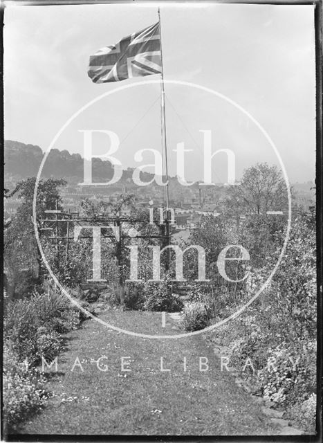 The Union Jack flag, flying in the photographers back garden at 32 Sydney Buildings c.1920s