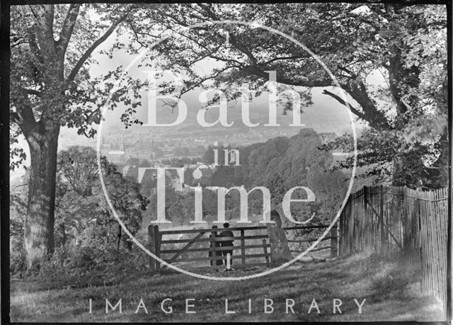 Gate to view from Monument Fields, c.1920