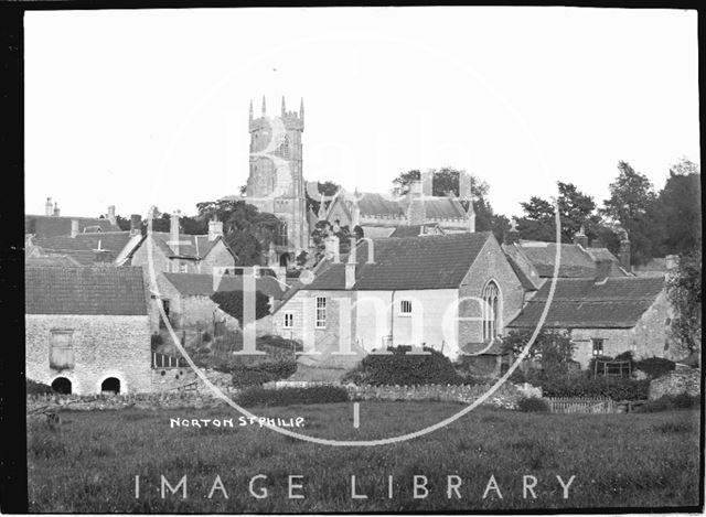 Norton St Philip, village view with church 1910