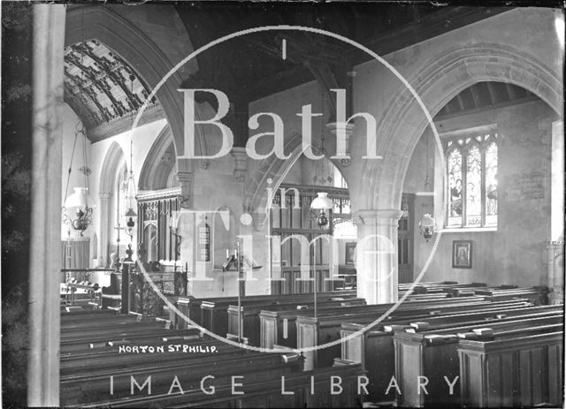 Inside the church of St Philip and St James, Norton St Philip c.1932