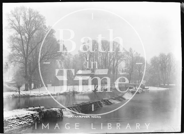 Bathampton Weirs in winter, c.1920s