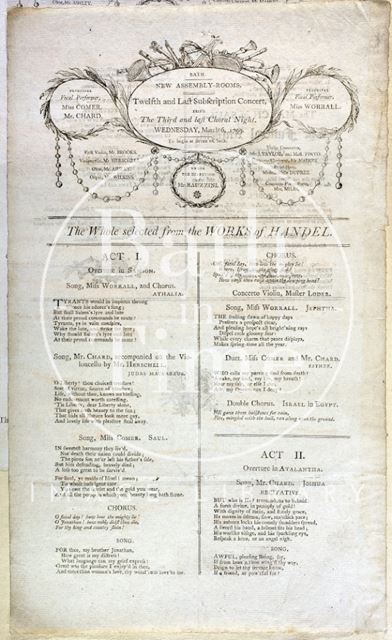 New Assembly Rooms concert programme, 1799