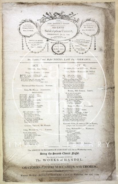 New Assembly Rooms concert programme, 1799