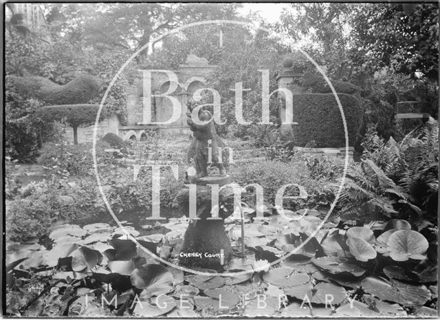 Garden pond and fountain, Cheney Court, Ditteridge, Wiltshire, c.1920s