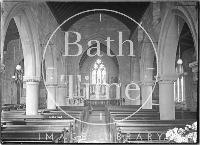 St John the Baptist Church interior, Colerne, Wiltshire, c.1935