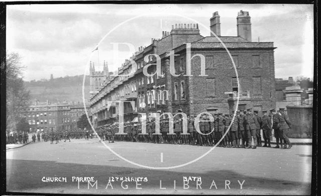 Church parade, 12th Hants, Bathwick Hill, Bath, 1915