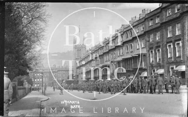 Troops at Raby Place, Bathwick Hill, Bath, 1915