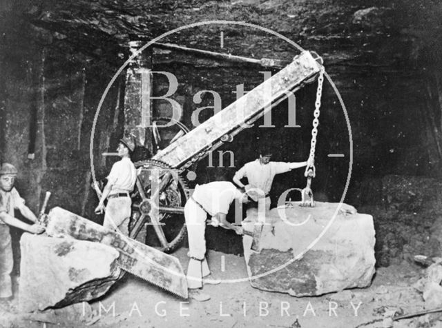 Quarrymen working the Bath stone, c.1900