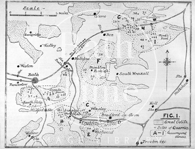 Map showing active stone quarries, c.1900