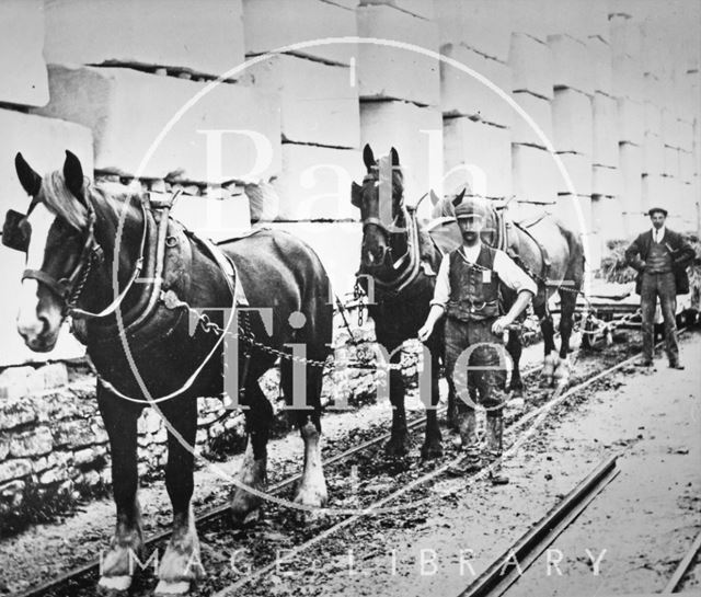 Horse-drawn haulage in the stacking grounds, c.1900