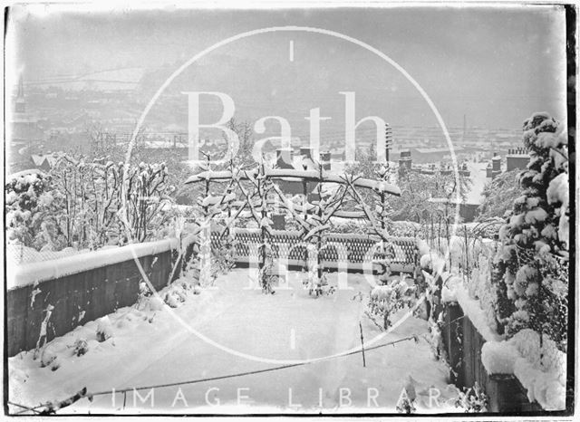 Rear Garden in winter, thought to be Sydney Buildings, Bath c.1910