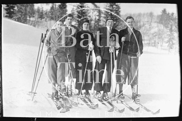 Group photograph of skiing party c.1920