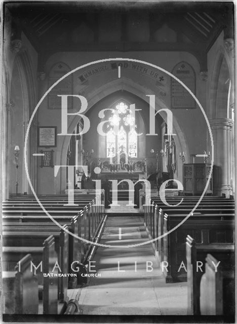 Interior of St. John the Baptist Church, Batheaston c.1920