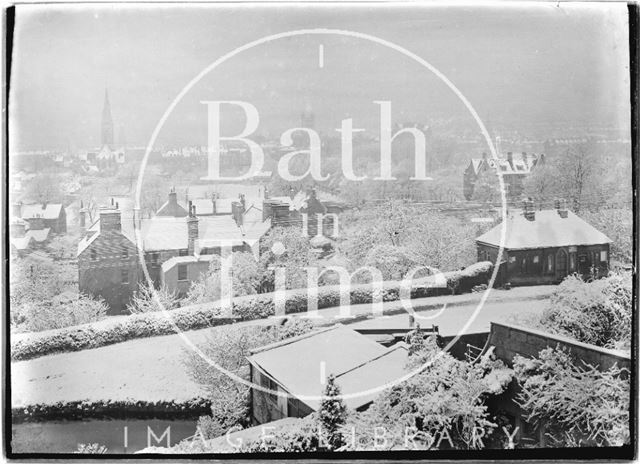 The wintry Kennet and Avon Canal, Sydney Buildings, Bathwick, Bath c.1920