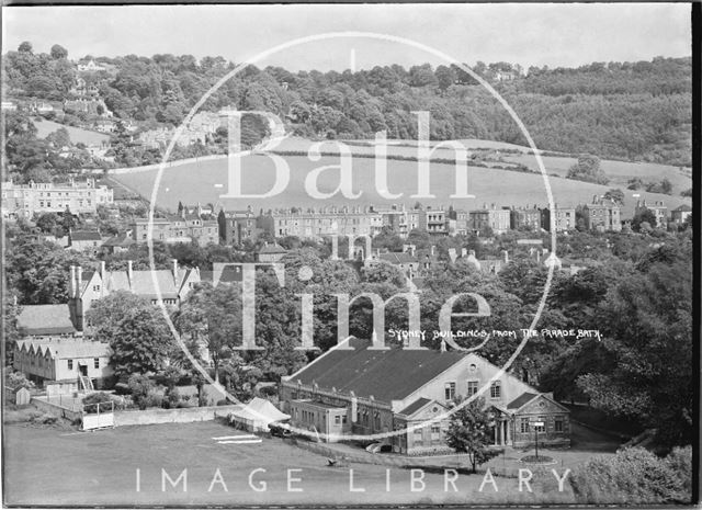 View of the Recreation Ground, Pavilion, Darlington Place and Sydney Buildings, Bath c.1930