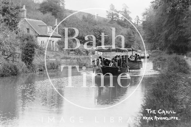 Pleasure boat on the Kennet and Avon Canal near Avoncliff, Wiltshire c.1920 - detail