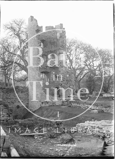 Ruined tower at Farleigh Castle, Somerset c.1931