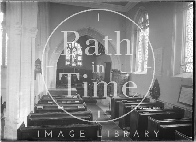 Interior of Westwood Church, Wiltshire c.1931