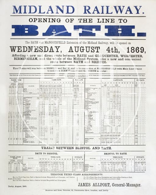 Midland Railway, Green Park Station, opening of the line to Bath 1869