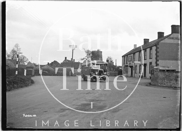 Motor bus outside the Bell, Rode, Somerset No. 10 c.1935