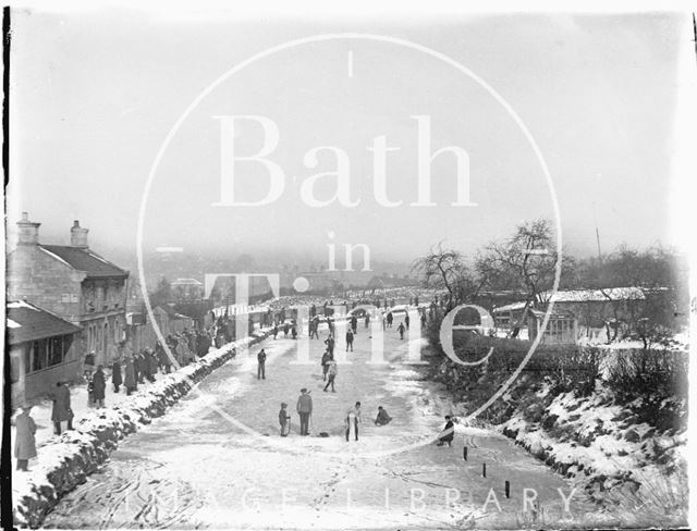 Skating on the Kennet and Avon Canal, Bathwick, Bath c.1928