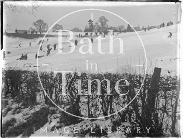 Tobogganing on the field behind Sydney Buildings, Bath c.1928