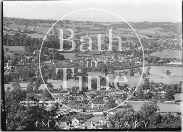 Bathampton, Batheaston from Hampton Rocks 1936