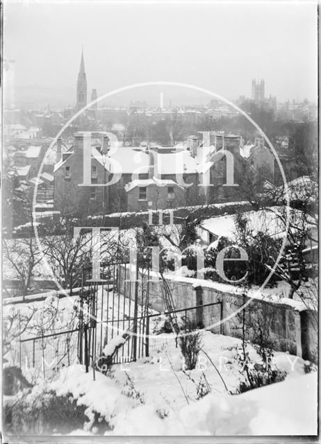 Winter view from window of 32, Sydney Buildings, Bath c.1950