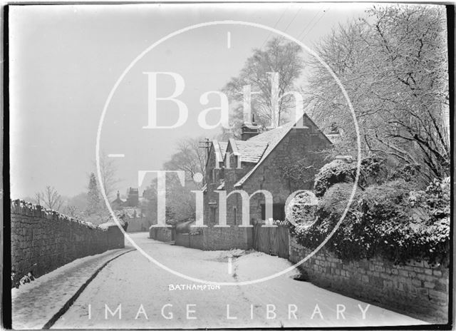 The Old Cottage on a snowy Bathampton Lane, Bathampton c.1920