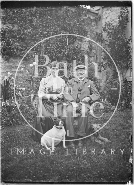 Mr. & Mrs. Bence with their dogs Lulu and Ruff, Batheaston c.1909